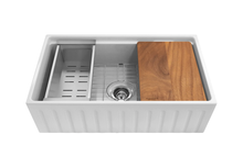 Load image into Gallery viewer, Dorchester - Fluted Farmhouse Sink with Chopping Board, Grid, Grill, Colander &amp; Waste - 762mm
